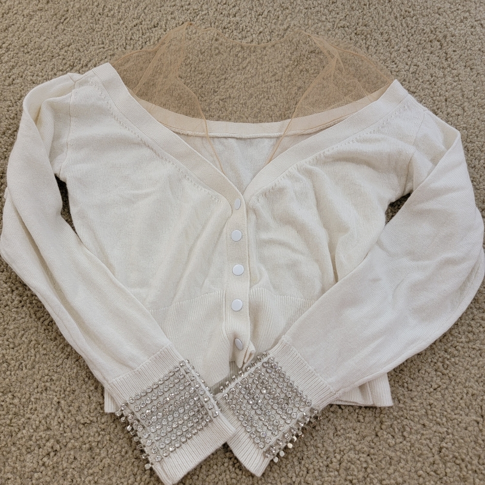 COPY - Alexander Wang Crystal Sweater Cardigan mesh top